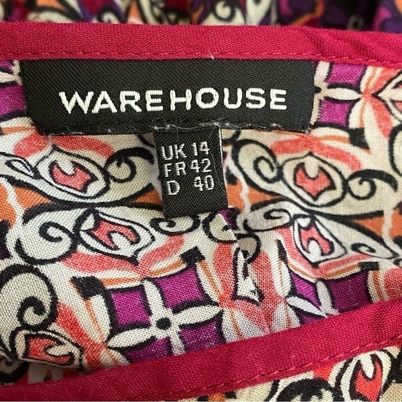 Warehouse Magenta Batik Print Fitted Sheath Dress - Picture 8 of 9